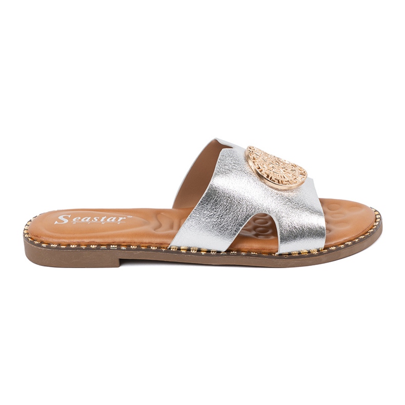 Seastar Les tongs en argent avec une décoration dorée