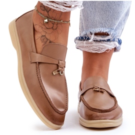 Mocassins femme en cuir beige