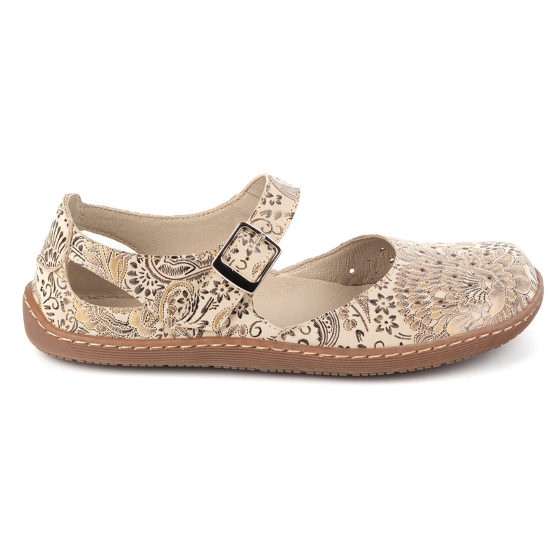 Olivier Chaussures aux pieds nus en cuir naturel avec imprimé 1284 beige