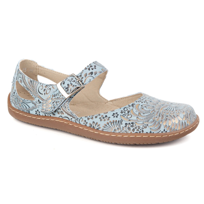 Olivier Chaussures aux pieds nus en cuir naturel avec imprimé 1284 bleu