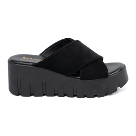 Seastar Sandales compensées femme en daim noir