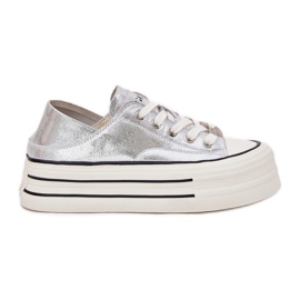 Baskets en cuir pour femmes sur la plate-forme en argent Goe RR2N4108