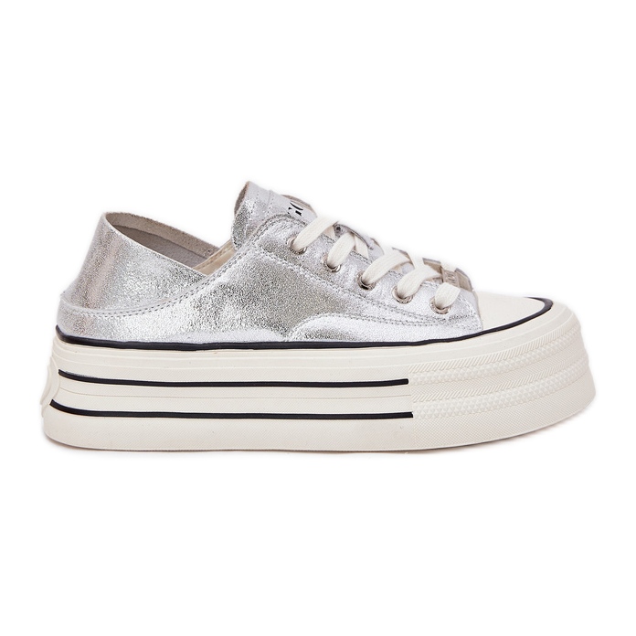 Baskets en cuir pour femmes sur la plate-forme en argent Goe RR2N4108