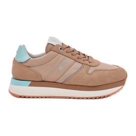 Sneakers en daim féminin Big Star RR274A048 Système de ton foncé beige