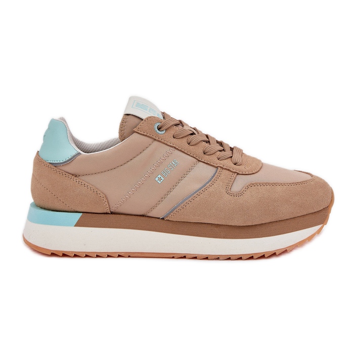 Sneakers en daim féminin Big Star RR274A048 Système de ton foncé beige