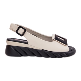 ARTIKER Sandales en cuir pour femmes avec un coin avec décoration artker 56c1570 beige