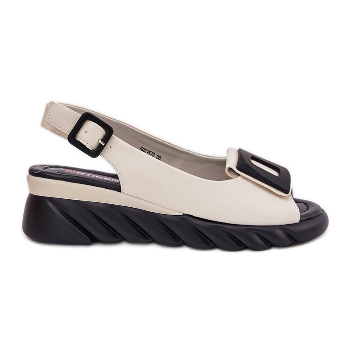 ARTIKER Sandales en cuir pour femmes avec un coin avec décoration artker 56c1570 beige