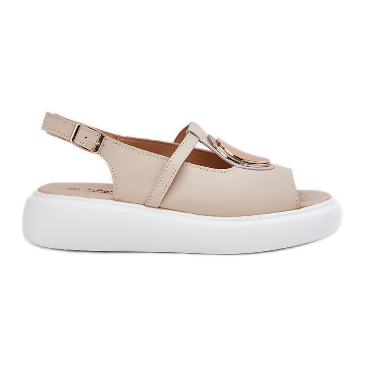 Sandales féminines élégantes en cuir S.Barski GR51-603 beige