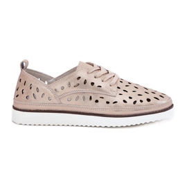 S.Barski Chaussures en cuir pour femmes S. Barski LR51-611 Złote doré