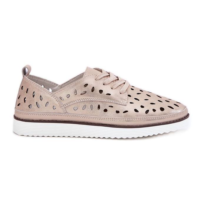 S.Barski Chaussures en cuir pour femmes S. Barski LR51-611 Złote d'or S.Barski Chaussures en cuir pour femmes S. Barski LR51-611 Złote d'or