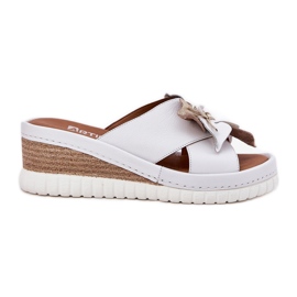 Cales en cuir pour femmes avec une fleur décorative artiker 52c0537 blanc