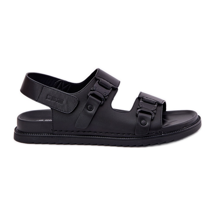 Big Star RR174086 Sandales en cuir masculin le noir