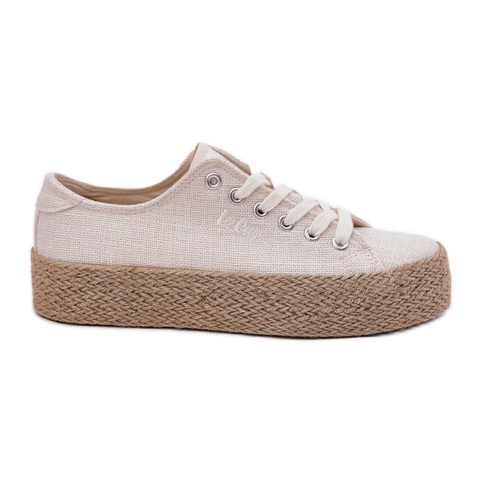 Sneakers pour femmes sur la plate-forme avec la tresse Lee Cooper LCW-25-02-3284 beige