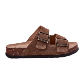Les tongs en daim avec la boucle féminine Panto Fino RR267024 brun