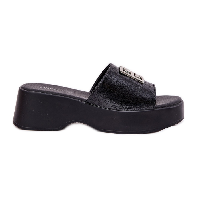 Vinceza Les tongs en cuir féminin avec décoration Vincez 79526 noir le noir