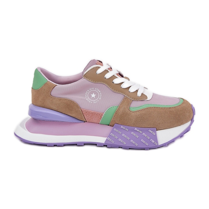 Sneakers en daim féminin sur la plate-forme du système rose Hi-Polish Big Star RR274815 Sneakers en daim féminin sur la plate-forme du système rose Hi-Polish Big Star RR274815