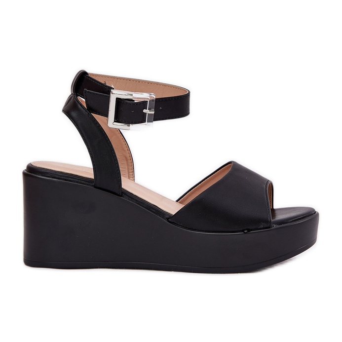 Sandales noires à semelles compensées pour femmes le noir