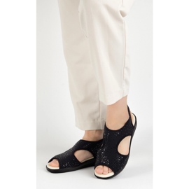 Vriston Chaussures pour femmes Sandales flexibles Comfoot Emma Black Glossy noir