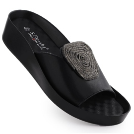S.Barski Cales féminines en cuir avec vestes avec zircons Czarne S. Barski KV51-028 noir