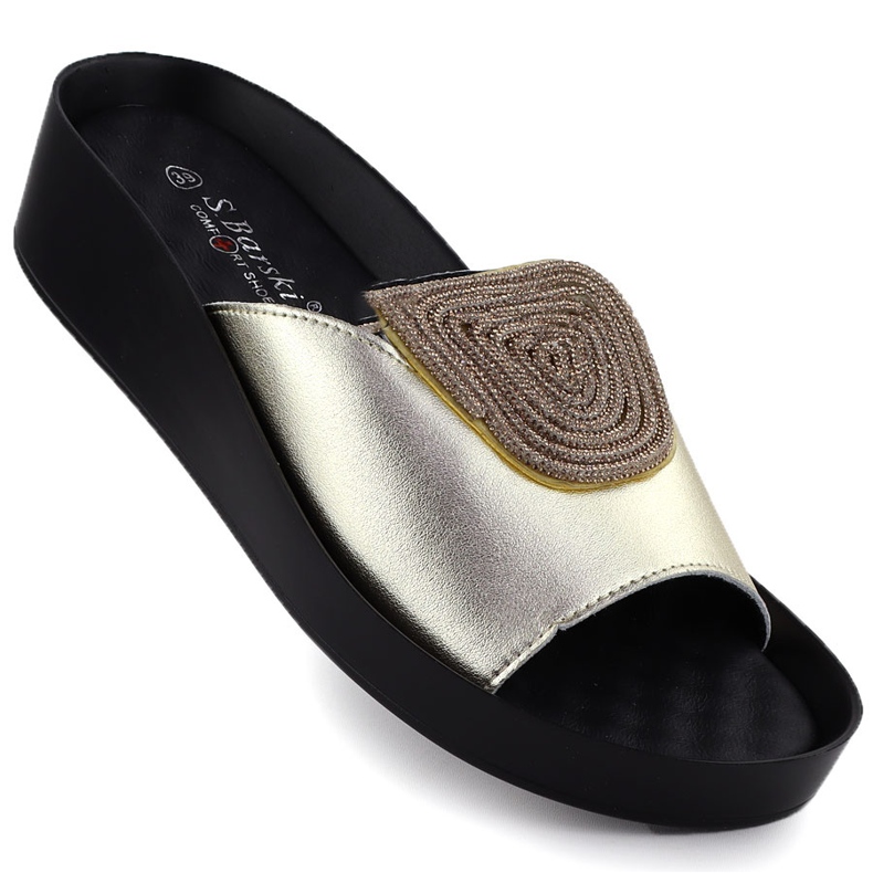 S.Barski Résumé du cuir des femmes Souet été avec Zirconi Złote S. Barski KV51-028 d'or