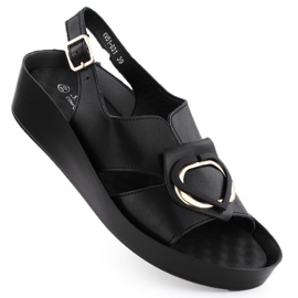 S.Barski Sandales en cuir pour femmes sur des quartiers Czarne S. Barski KV51-031 noir