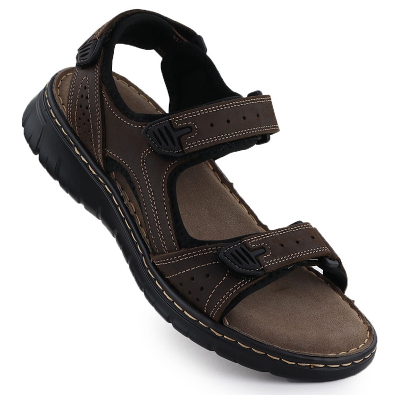 Sandales en cuir masculin pour velcro marron McKeylor 95320 brun Sandales en cuir masculin pour velcro marron McKeylor 95320 brun