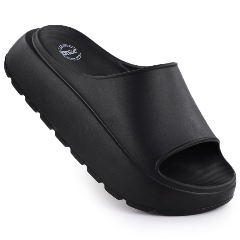 Les tongs féminins sur une plate-forme épaisse de la plate-forme plage de plage noire News 7303 le noir