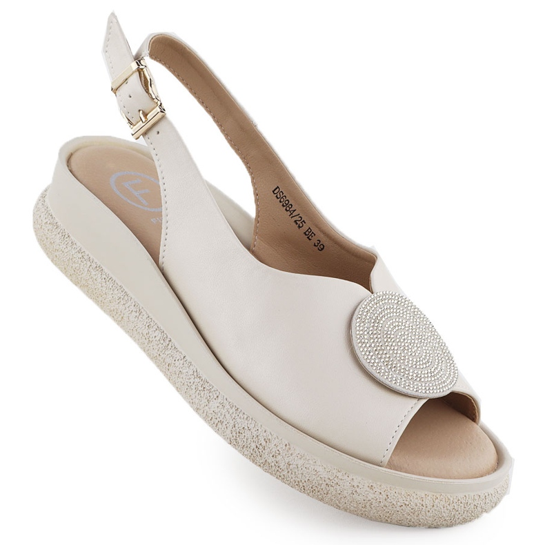 Sandales féminines pour coin avec zircons beige Filippo DS6984 Sandales féminines pour coin avec zircons beige Filippo DS6984