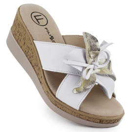 Quartiers en cuir avec fleur blanc Filippo DK7039 blanche