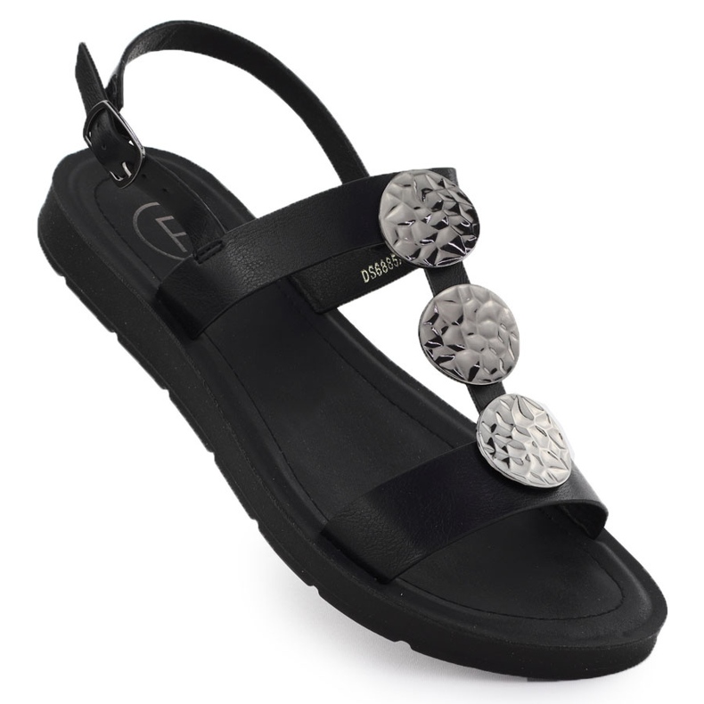 Sandales pour femmes plates avec décoration noire Filippo DS6885 le noir