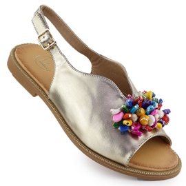 Sandales féminines avec des perles Golden Filippo DS6230 doré