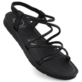 Sandales féminines avec des romans avec des zircons cubiques Black Filippo DS6884 noir
