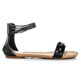 Abloom Sandales plates sur un curseur le noir