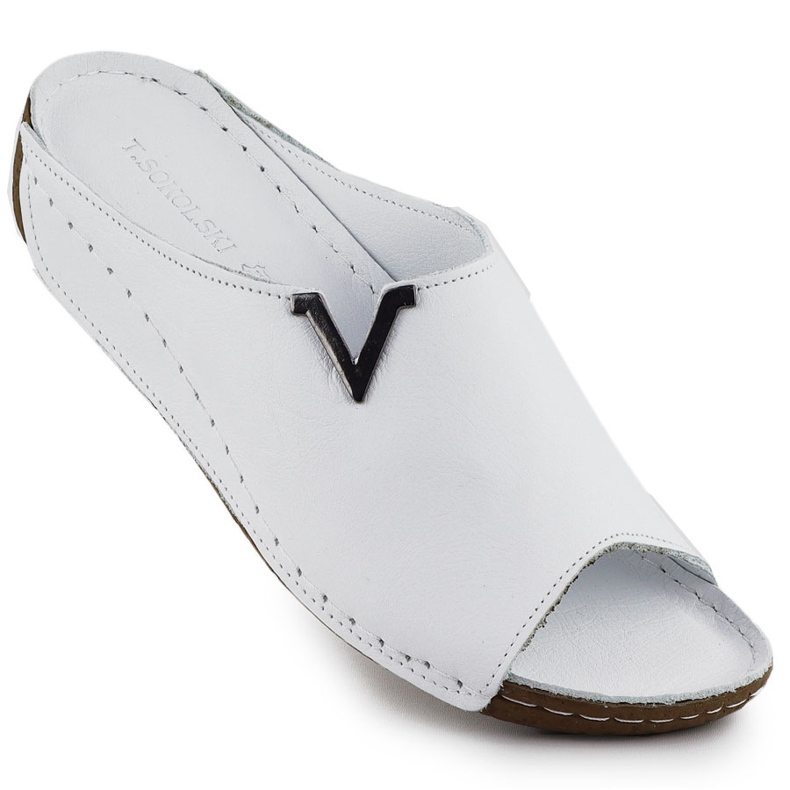 Tongs en cuir féminin tongs t.sokolski l22-301 blanche