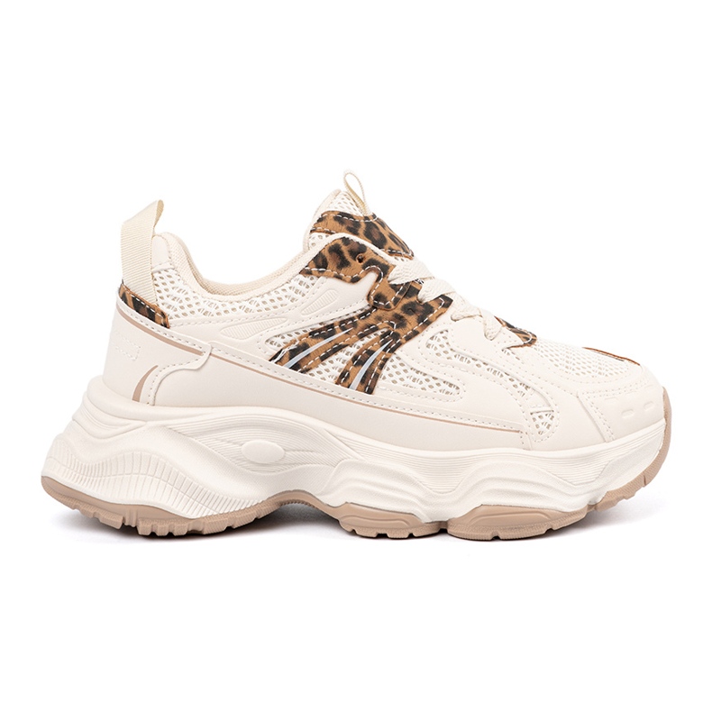 Baskets pour femmes sur une semelle léopard épaisse beige