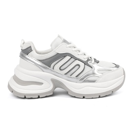 Baskets féminines blanches avec inserts en argent