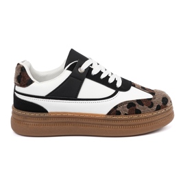 Baskets en noir et blanc avec inserts imprimés léopard le noir