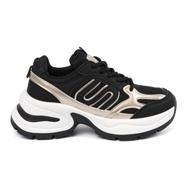 Baskets pour femmes noires avec inserts dorés