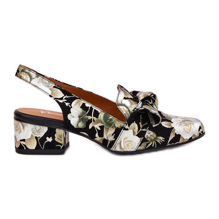 Maciejka Pompes en cuir fleur avec un nœud n6539-44 noir le noir Maciejka Pompes en cuir fleur avec un nœud n6539-44 noir le noir
