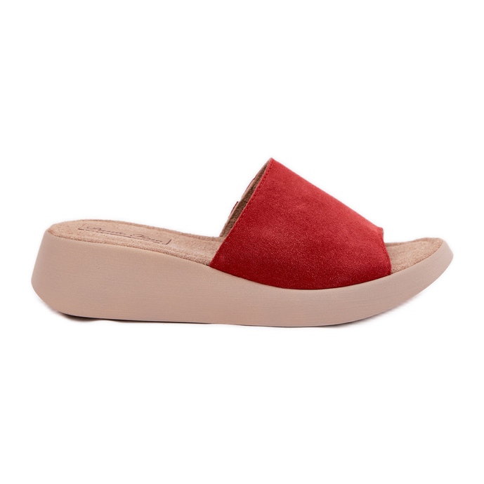 Les tongs en daim féminins sur la cale Panto Fino RR267040 rouge