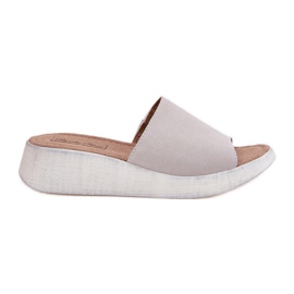 Les tongs en daim féminins sur le Panto Fino RR267044 gris coin