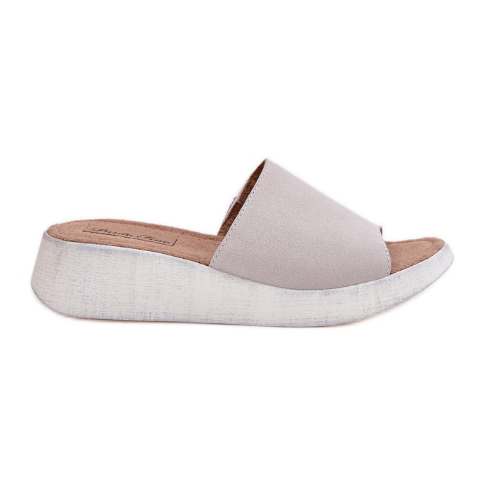 Les tongs en daim féminins sur le Panto Fino RR267044 gris coin