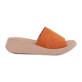 Les tongs en daim féminins sur la cale Panto Fino RR267039 orange Les tongs en daim féminins sur la cale Panto Fino RR267039 orange