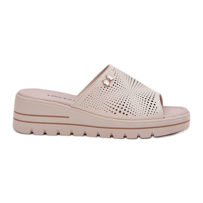 Les tongs en cuir féminin Vinceza 41477 beige Les tongs en cuir féminin Vinceza 41477 beige