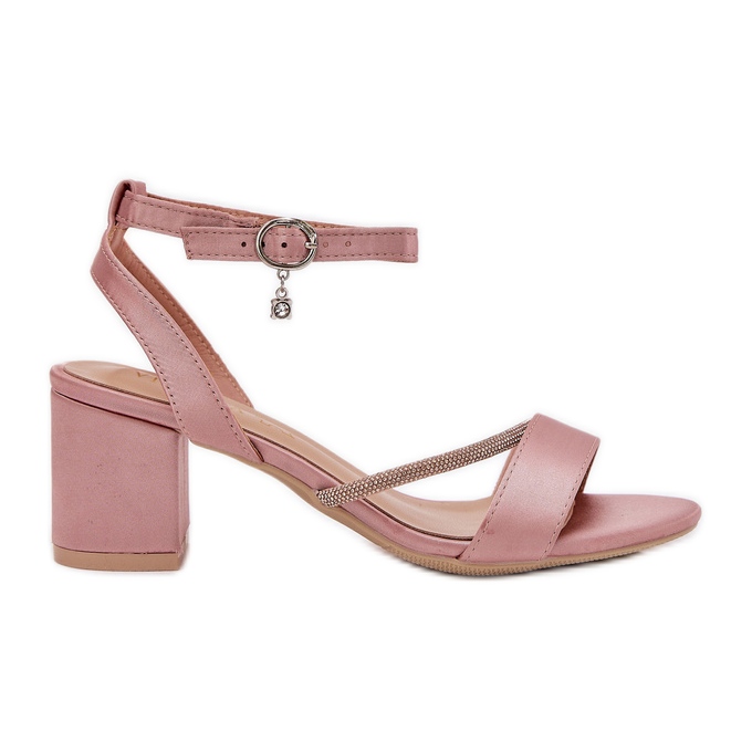 Sandales féminines sur le pilier avec Vinceza 20268 Zircons roses