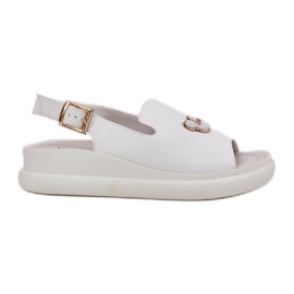Vinceza Sandales en cuir pour femmes avec la décoration de Vincez 66757 White blanc