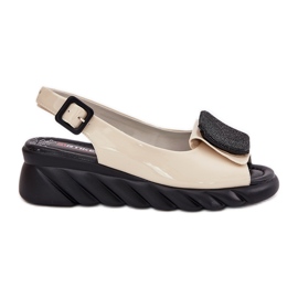Sandales féminines laquées en cuir avec décoration ancienne Artiker 56C1567 beige