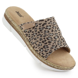 Les tongs pour femmes sur un imprimé léopard beige jezzi 8832 Les tongs pour femmes sur un imprimé léopard beige jezzi 8832