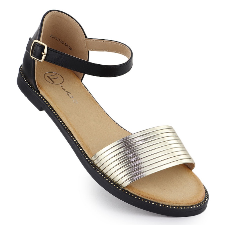 Sandales noires féminines Golden Filippo DS6917 le noir