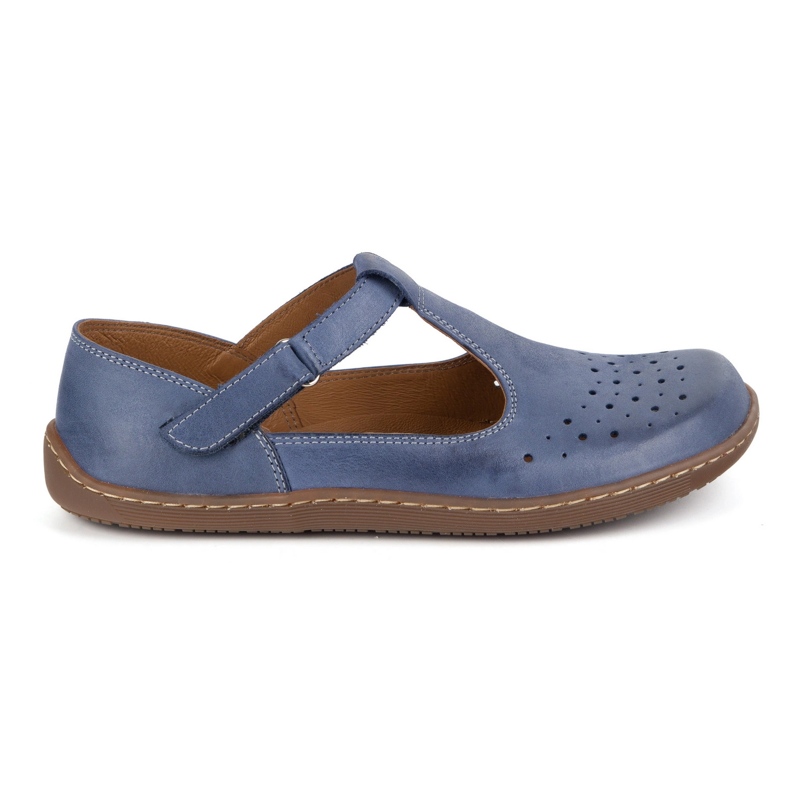 Olivier Chaussures aux pieds nus en cuir naturel 1283 bleu marine